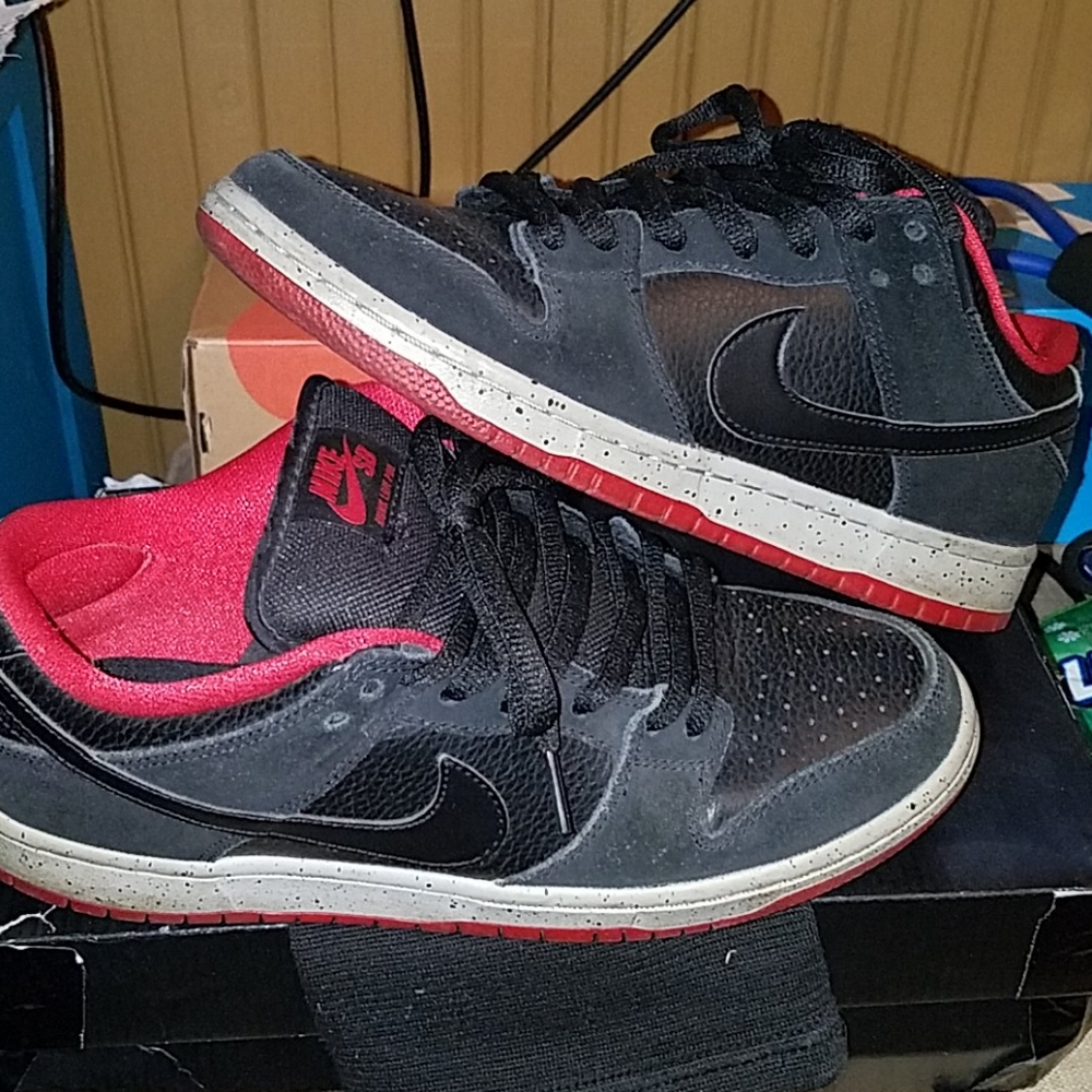 Sz 9 nikesb dunk low black cement "USED"